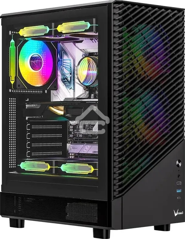 Компьютерный корпус Aerocool/Formula Mana Geometry черный без БП ATX 3x120мм 1xUSB 3.0 1xUSB3.1 audio bott PSU