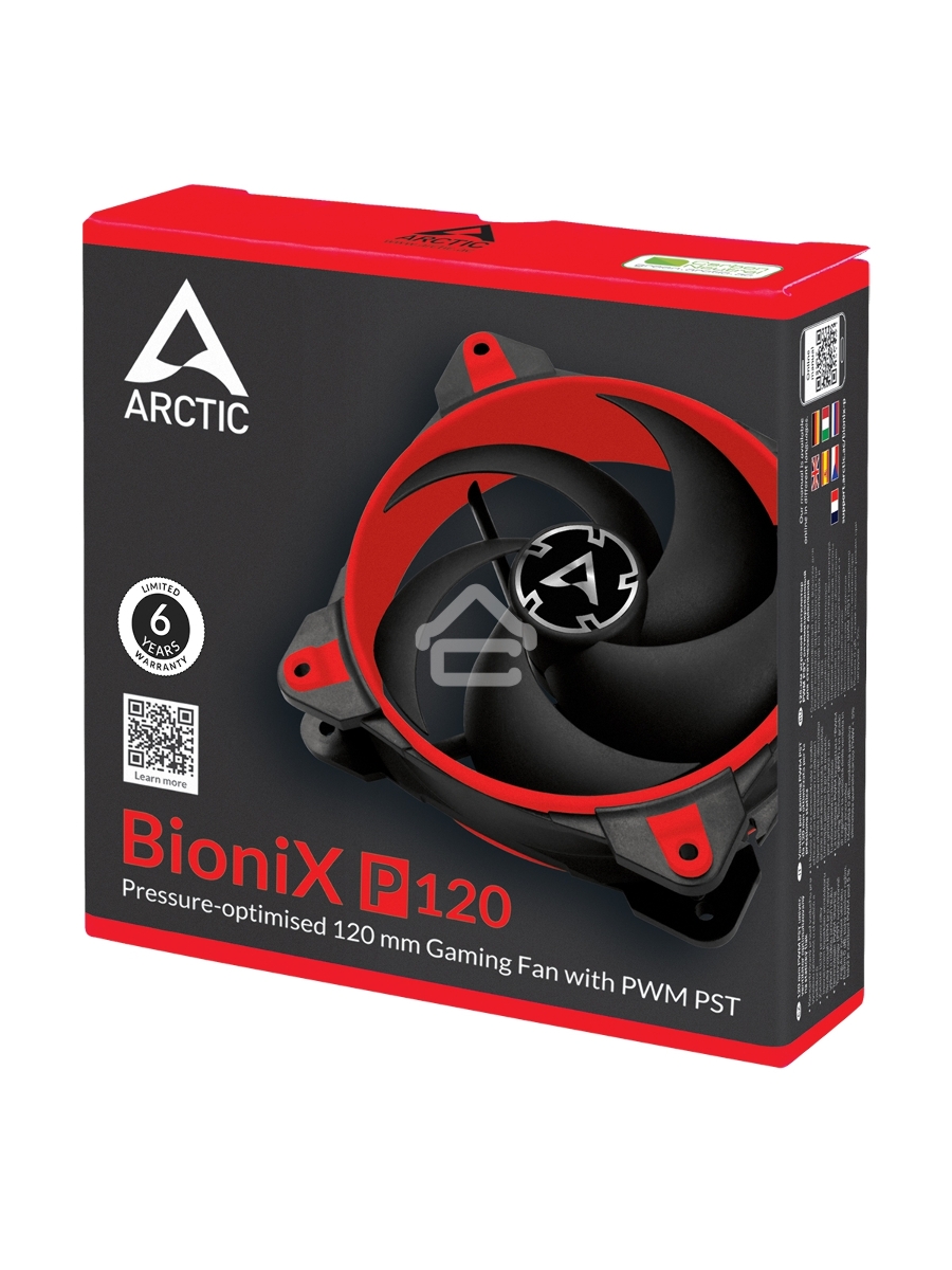Вентилятор для корпуса Arctic BioniX P120 черный/красный, 120 мм, 2100 об/мин, 24 дБ, 4 pin