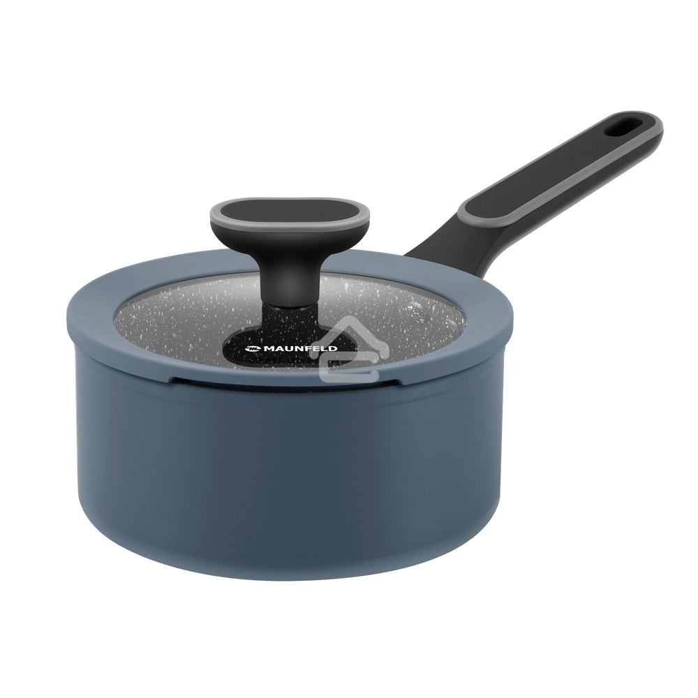 Ковш Maunfeld FRIDA MSP15FA02DG из кованого алюминия со стеклянной крышкой, 16 см, 1,5 л.