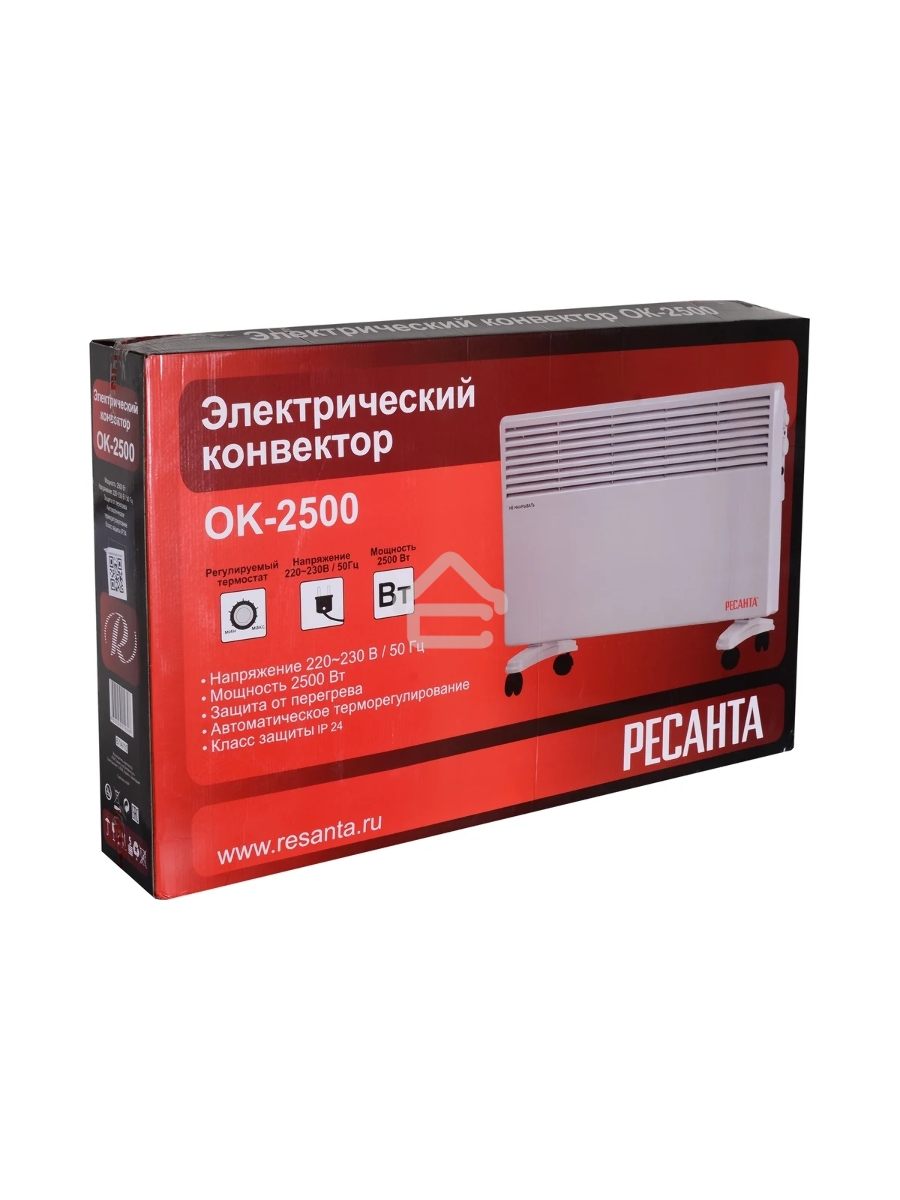 Конвектор Ресанта ОК-2500 белый, 2500 Вт, 30 м2, термостат