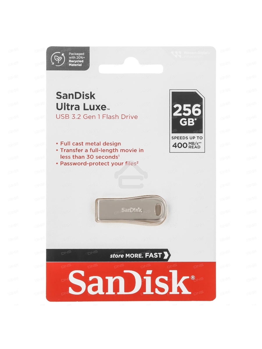 Флеш диск SanDisk CZ74 Ultra Luxe, 256Gb USB 3.1 серебристый