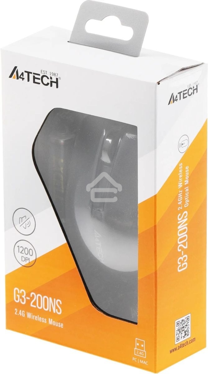Мышь беспроводная A4Tech G3-200NS черный, 1200 dpi, радиоканал, USB, кнопки - 3