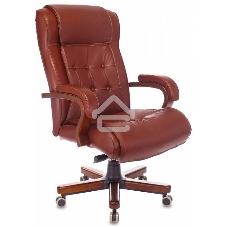 Кресло руководителя Бюрократ T-9926WALNUT светло-коричневый Leather Eichel, кожа, крестовина металл/дерево