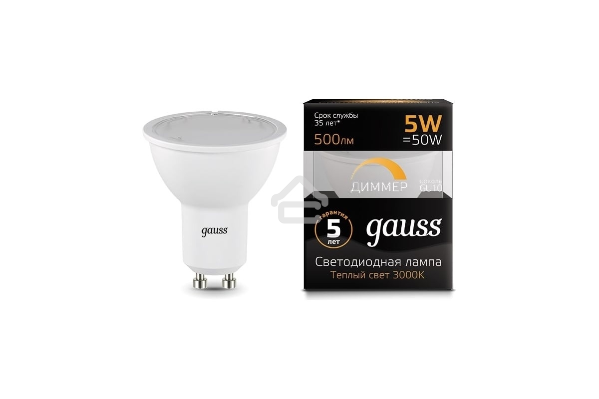 Лампа светодиодная Gauss Led MR16 GU10-dim 5Вт 3000К диммируемая