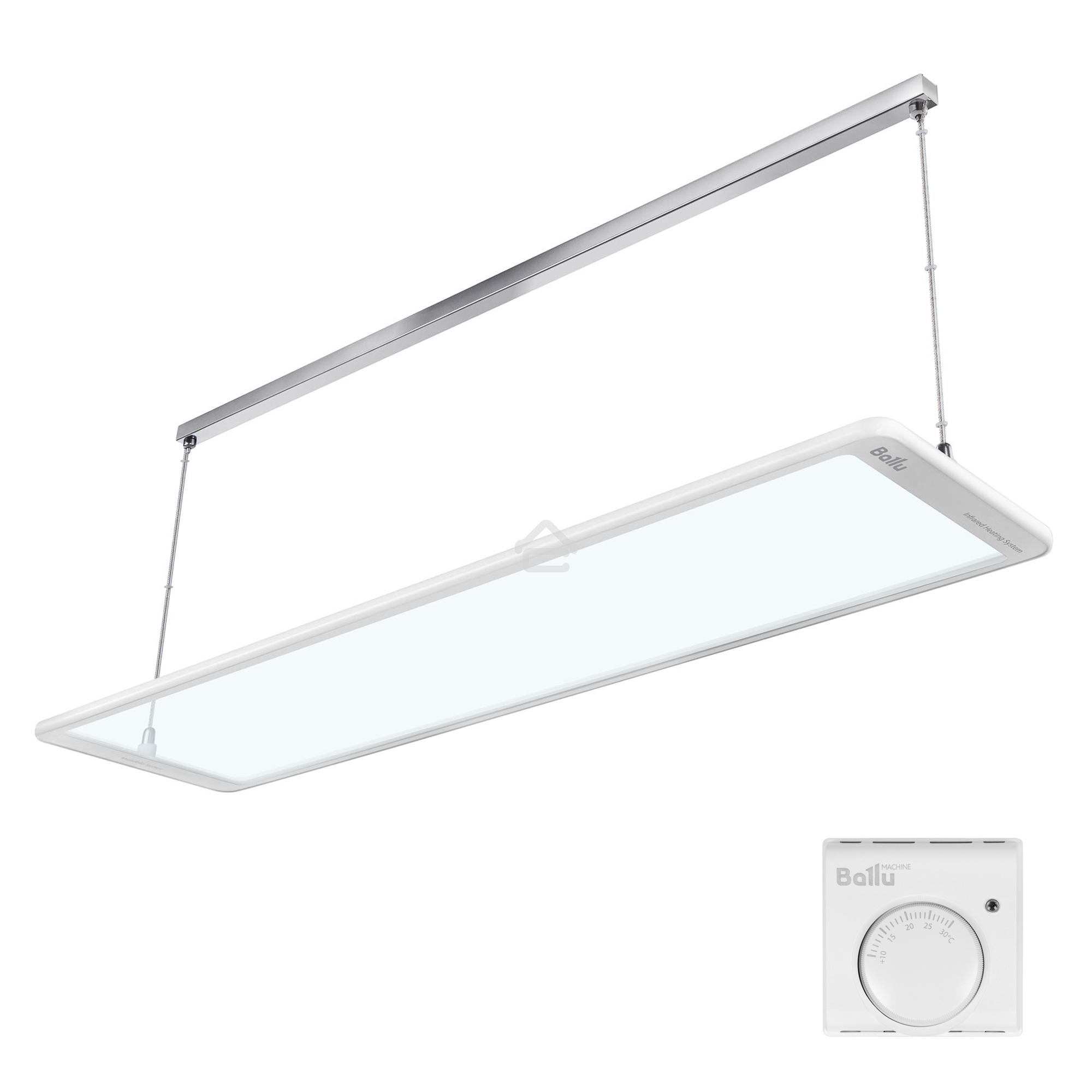 Комплект обогреватель инфракрасный Ballu BIH-GTW-1.0 + BMT-1 белый, 1000 Вт, 20 м2, термостат