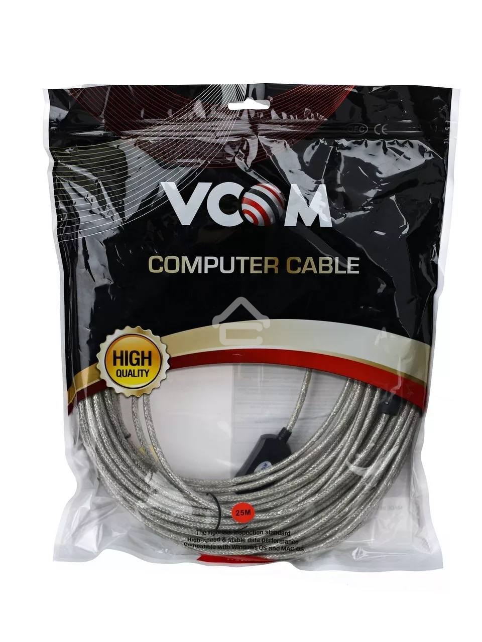 Кабель-адаптер VCOM VUS7049-25M USB2.0-repeater, удлинительный активный Am-->Af 25м