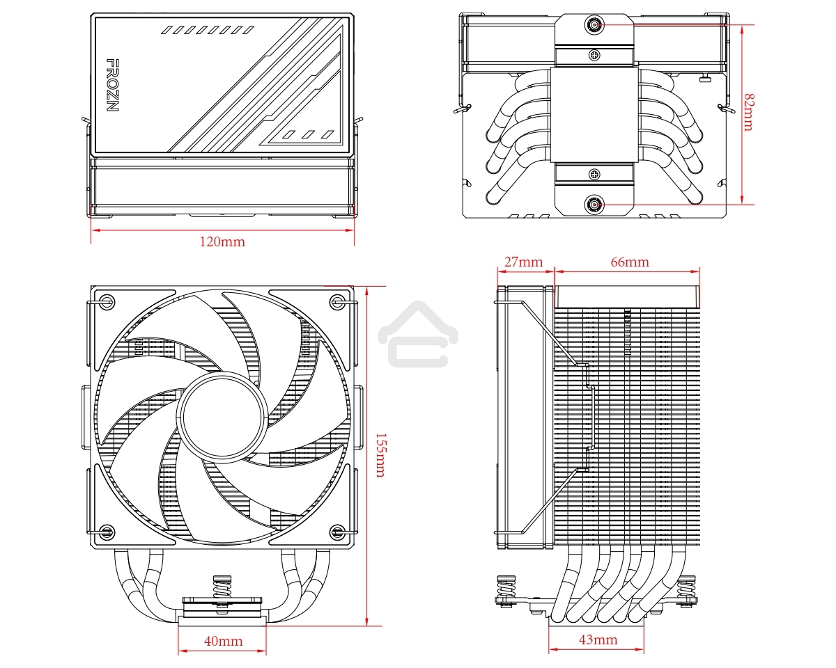 Кулер ID-Cooling Frozn A610 ARGb черный 120мм алюминий/медь 2000rpm 30db 4-pin 250W 155мм