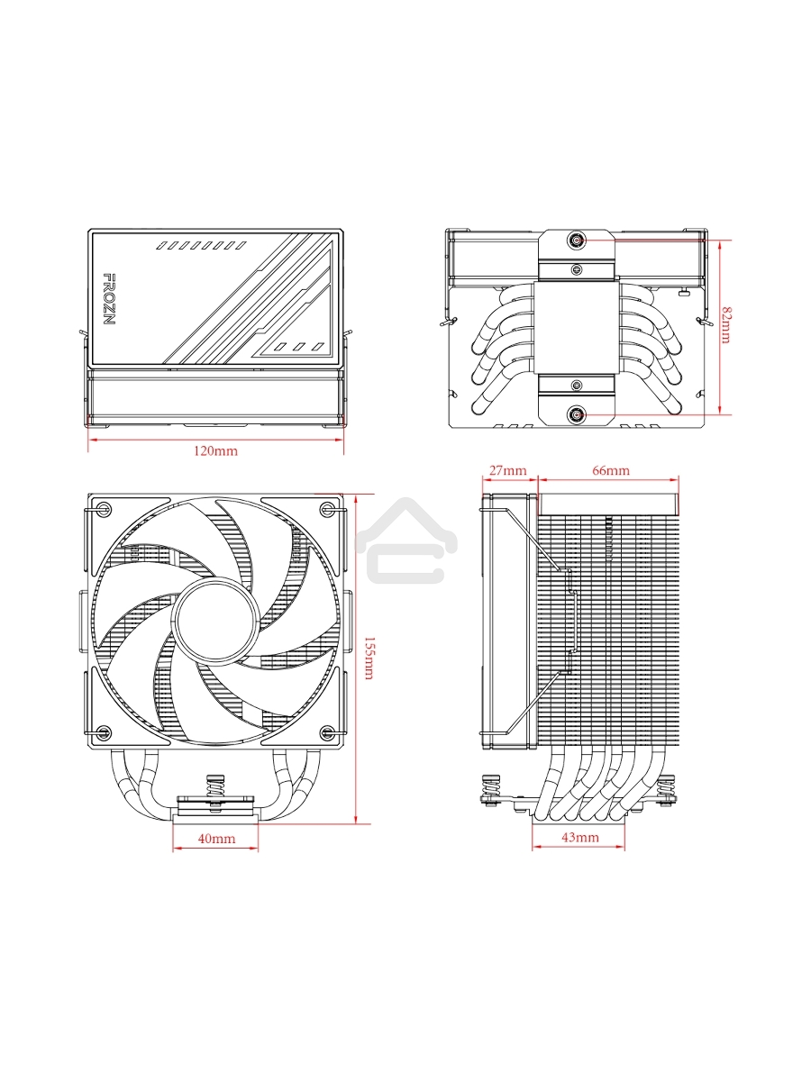Кулер ID-Cooling Frozn A610 ARGB черный 120мм алюминий+медь 2000rpm 30db 4-pin 250W 155мм