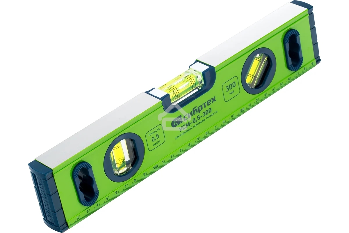 Уровень алюминиевый Сибртех УСМ-0,5-300, фрезерованный, 3 глазка, магнитный, 300 мм