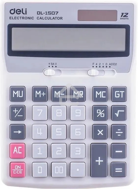 Калькулятор настольный Deli Core E1507 светло-серый 12-разр.