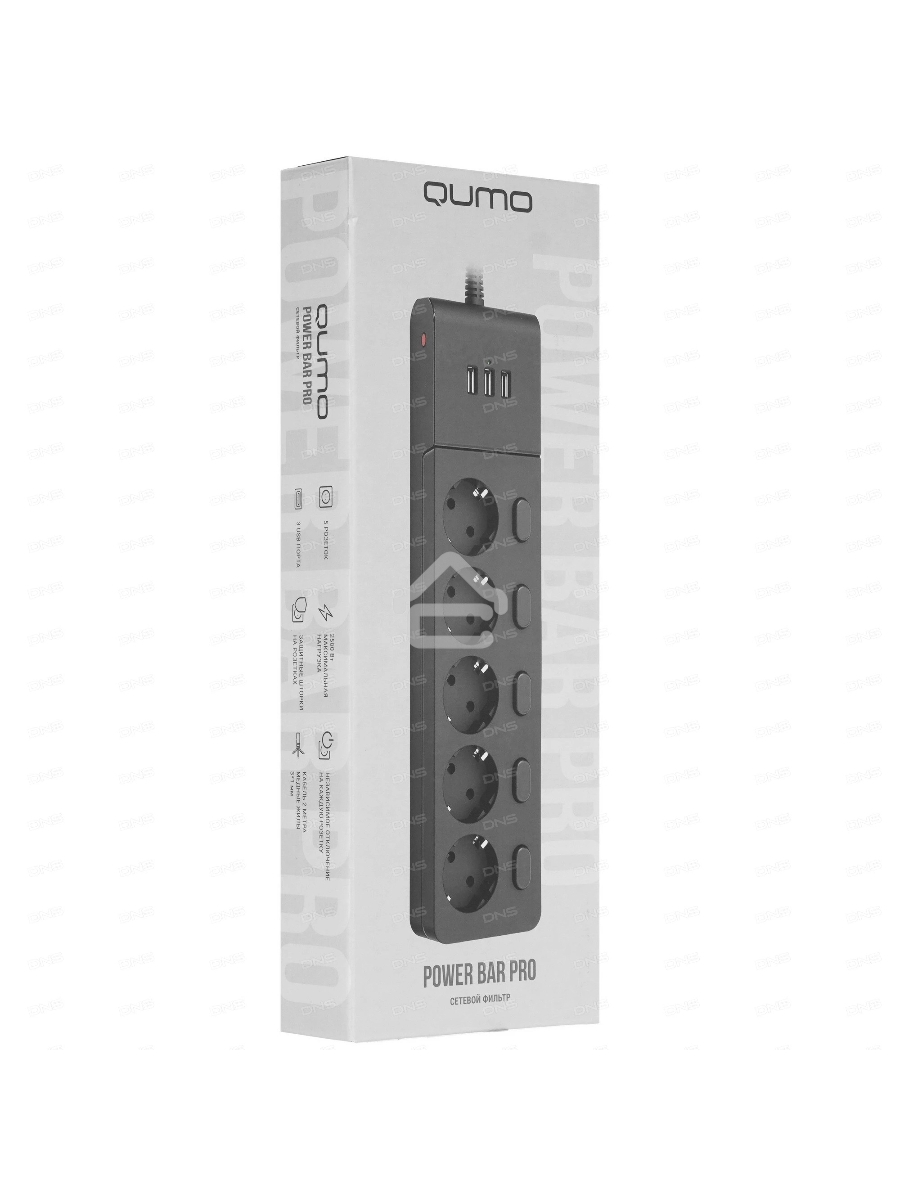 Сетевой фильтр QUMO Power Bar PRO 6SP4U (P-0006), черный