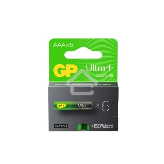 Алкалиновые батарейки c технологией G-tech GP Ultra Plus Alkaline 24А AАA - 6 шт. на блистере