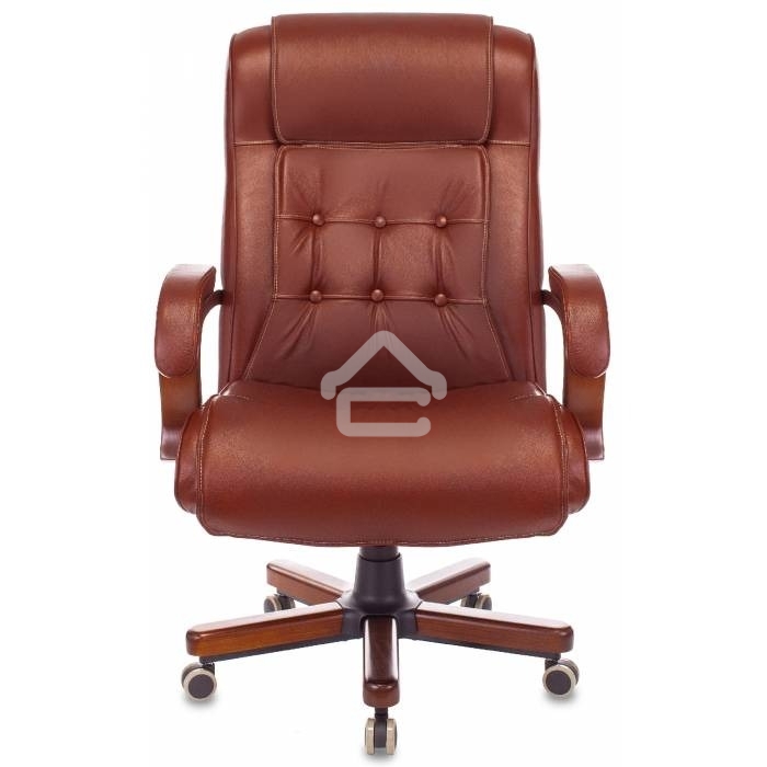 Кресло руководителя Бюрократ T-9926WALNUT светло-коричневый Leather Eichel, кожа, крестовина металл/дерево