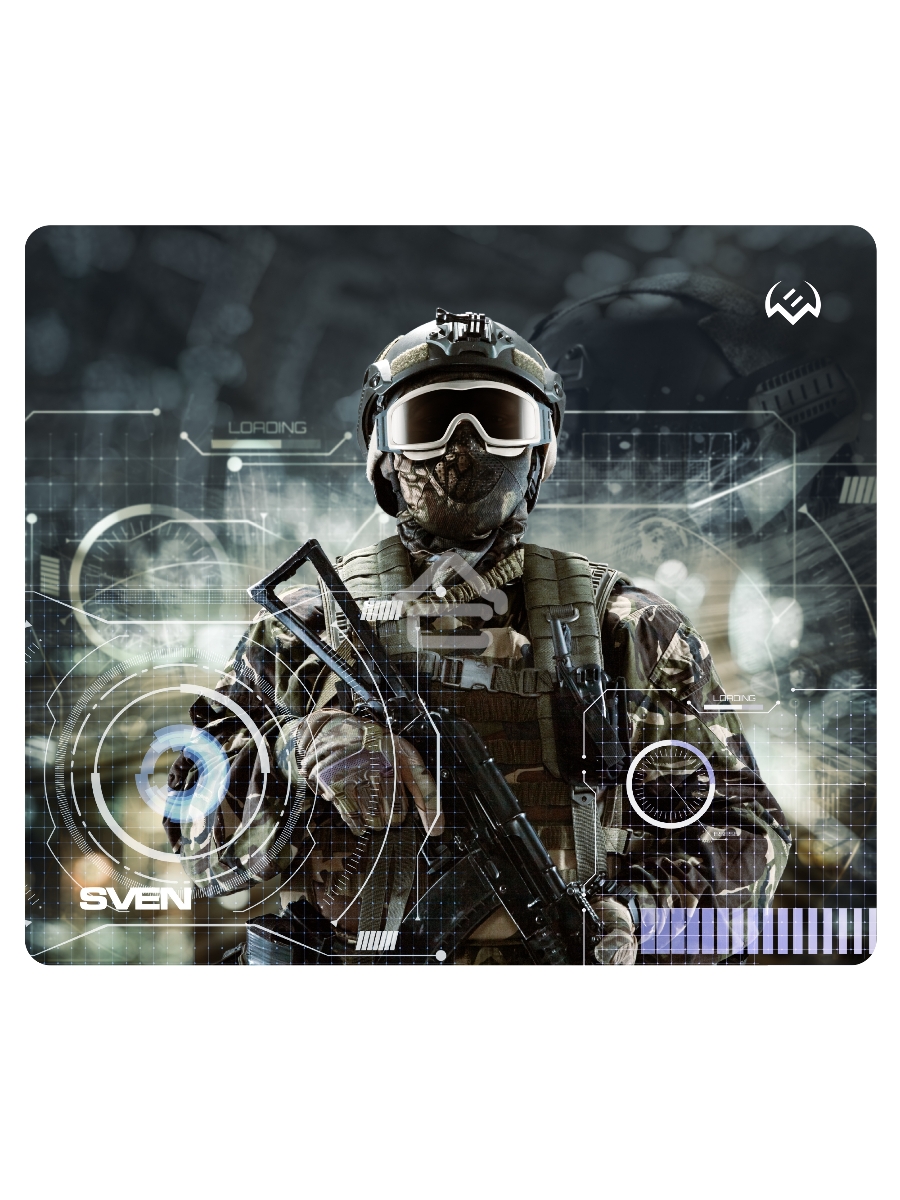 Игровой коврик для мыши (230 х 200 х 2 мм, ткань, резина) SVEN MP-G01S Soldier