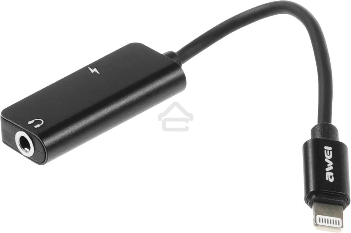 Переходник аудио Premier AWEI lightning/Jack 3.5 (f) 0.1м. черный