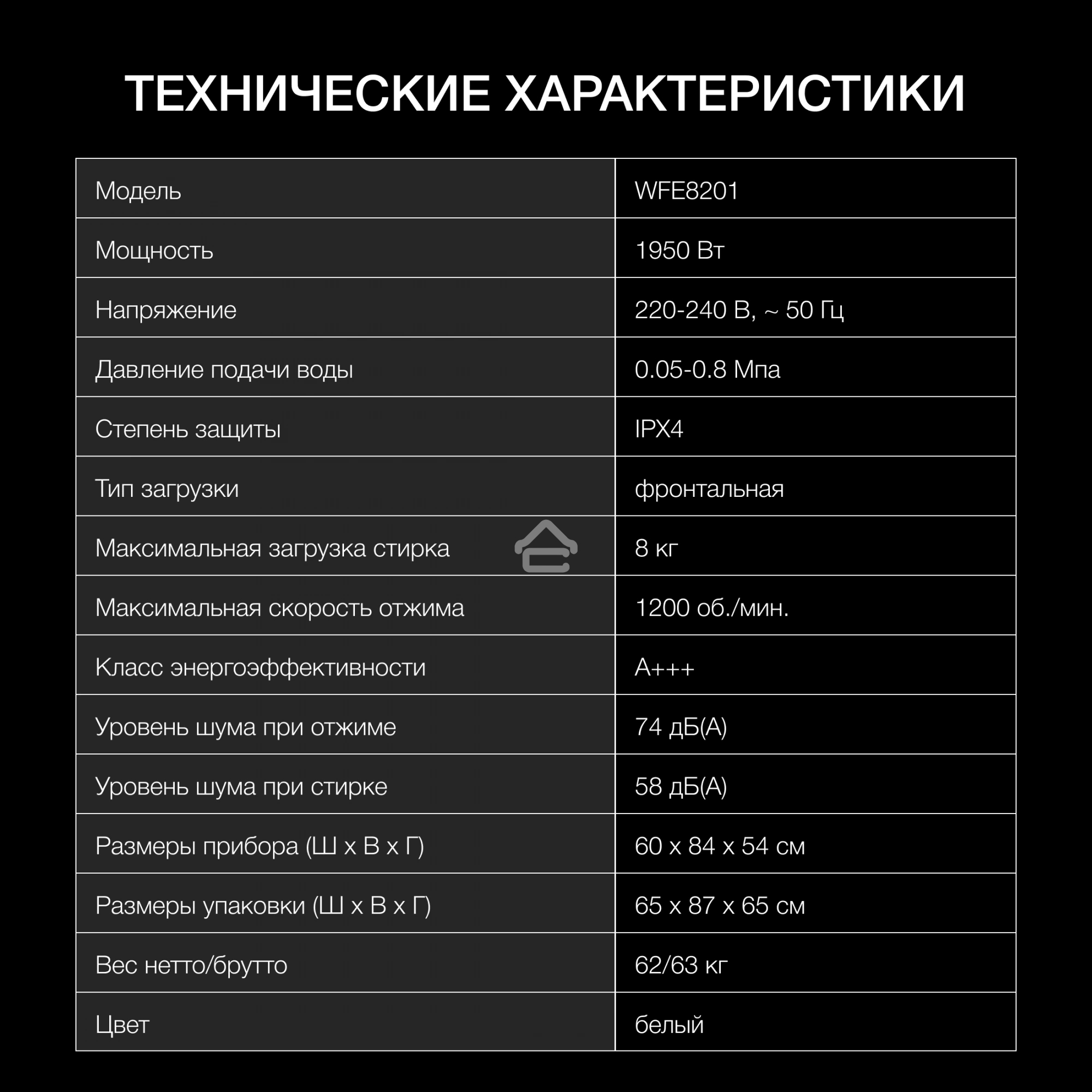 Стиральная машина Hyundai WFE8201 белый, загр. фронтальная макс.: 8 кг 1200 об/мин класс: А+++