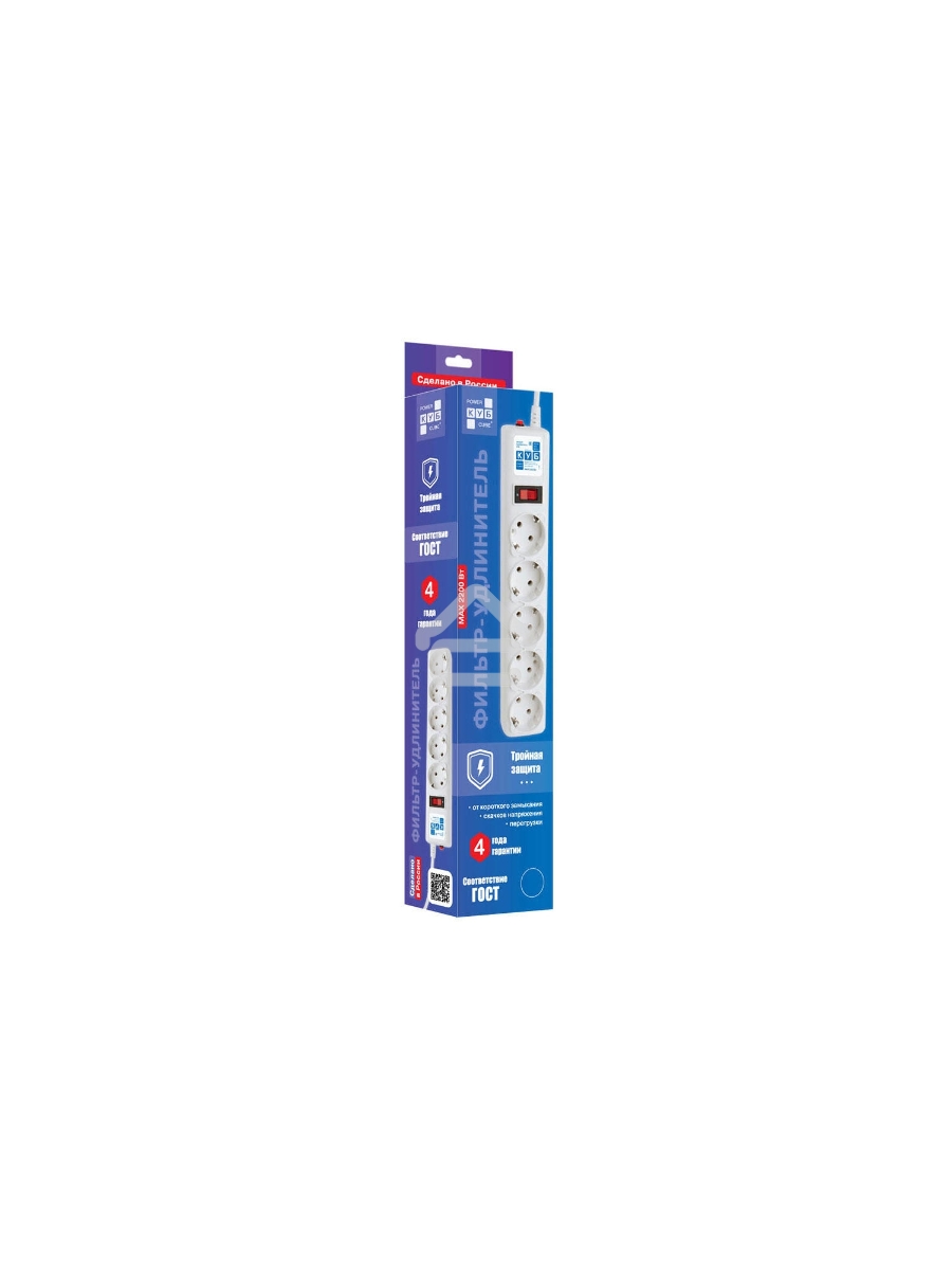 Фильтр-удлинитель , PC 0,5м 5р, бел. 10А, SPG-B-0,5M-WHITE