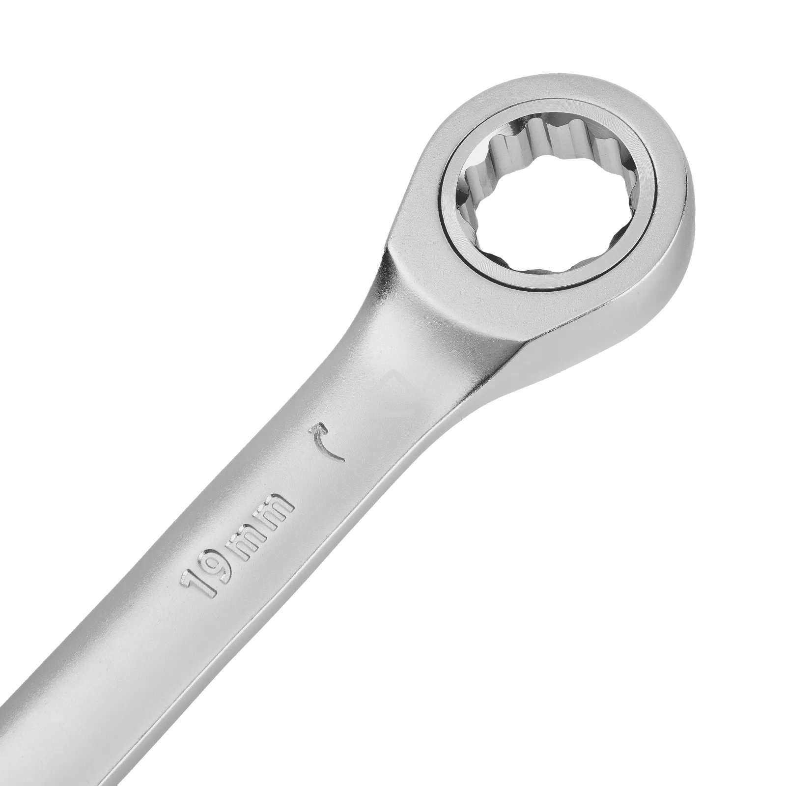 Ключ комбинированный трещоточный Denzel 14713 19 мм, CrV, матовый хром