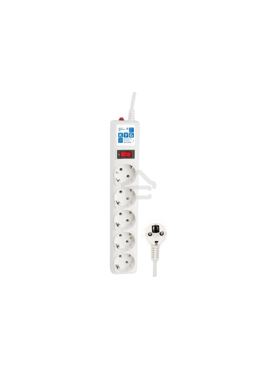 Фильтр-удлинитель , PC 0,5м 5р, бел. 10А, SPG-B-0,5M-WHITE