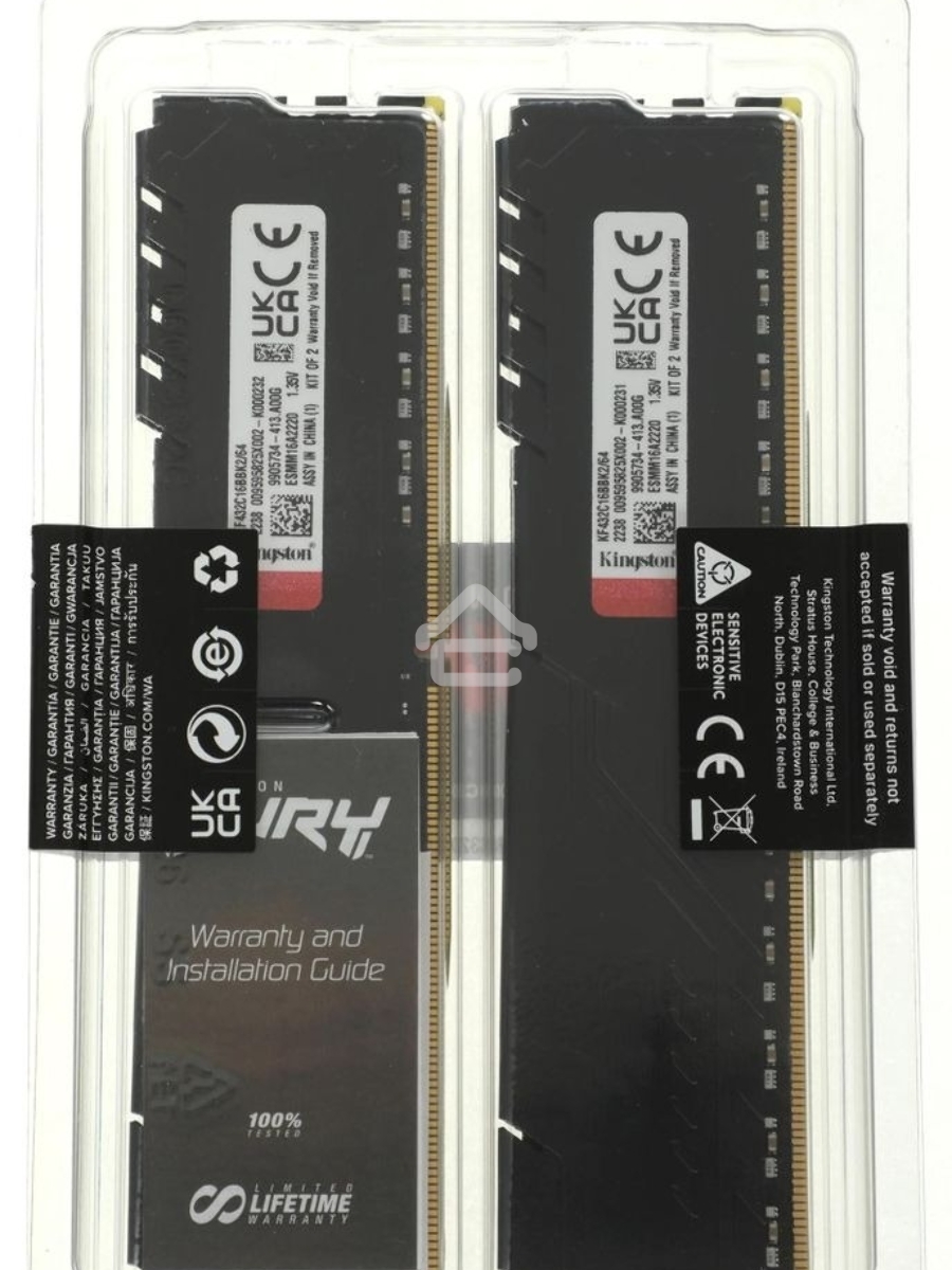 Оперативная память Kingston Fury Beast, DDR4, 64GB (2x32GB), 3200MHz, CL16, DIMM, чёрный