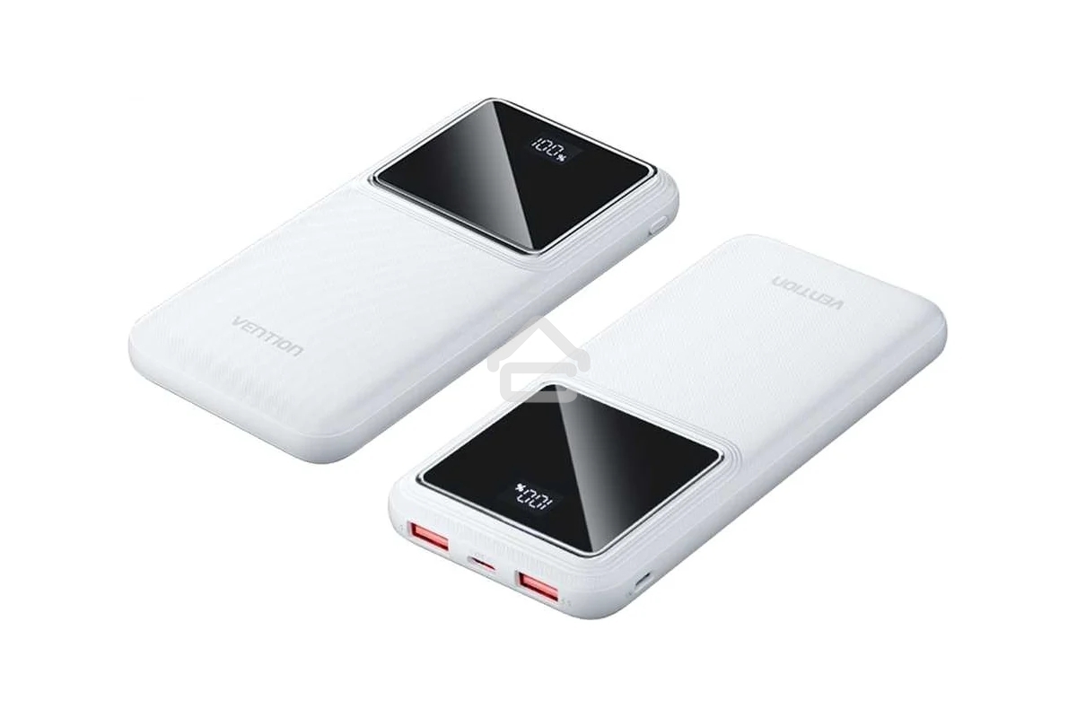 Портативный аккумулятор Vention 10000mAh(M/C-A/A)22.5W белый с LED Дисплеем