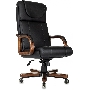 Кресло руководителя Бюрократ T-9933Walnut черный, эко.кожа, крестов. металл/дерево