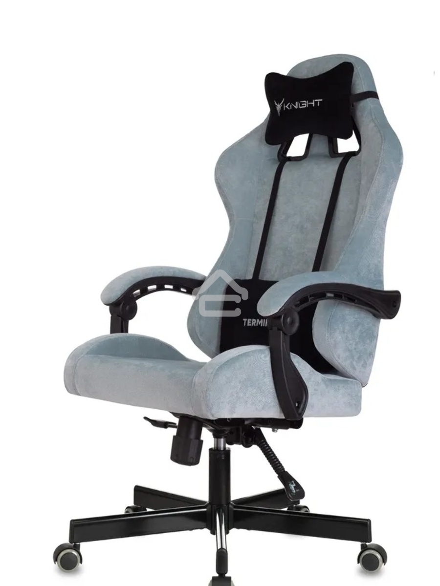 Кресло игровое Knight Terminator серо-голубой Light-28, крестов. металл