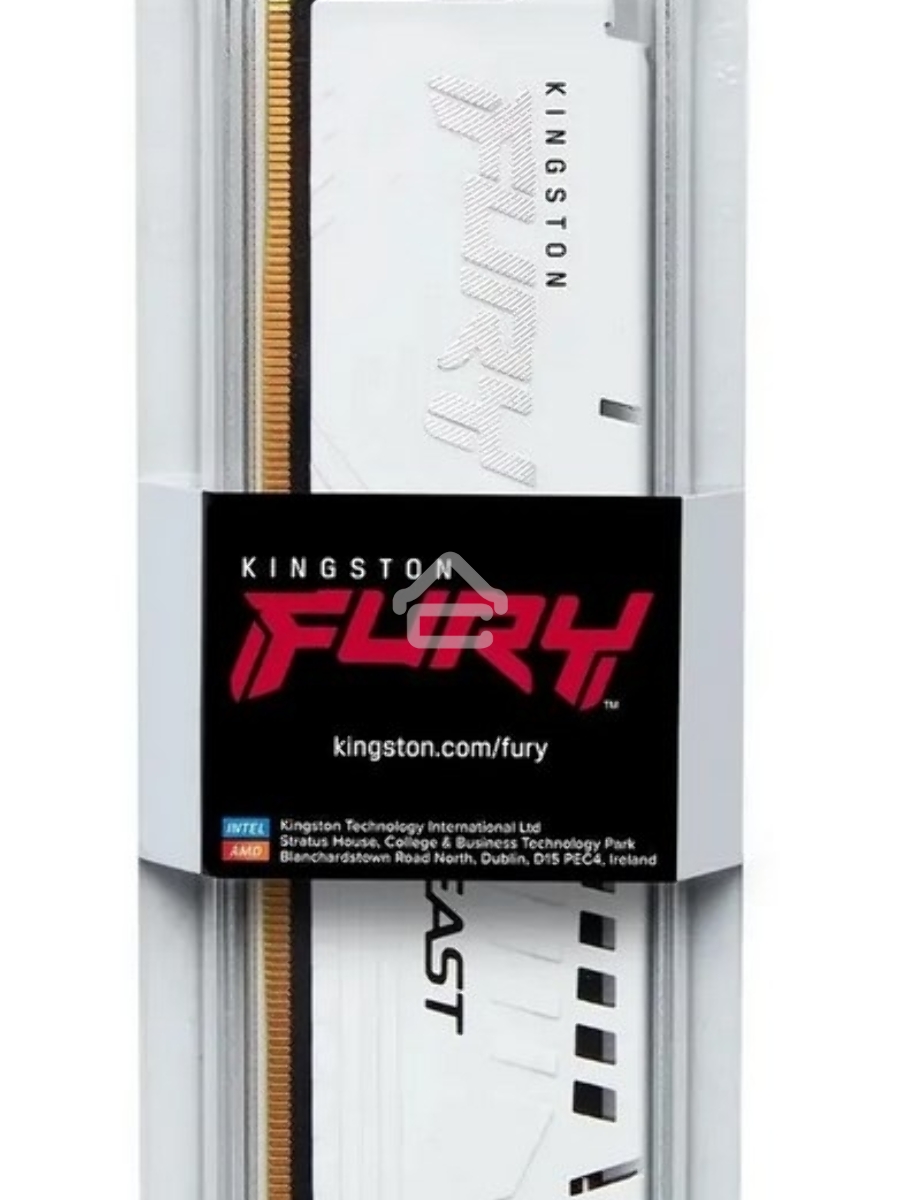 Оперативная память Kingston Fury Beast, DDR5, 16GB (1x16GB), 5200MHz, CL36, DIMM, с радиатором, белый