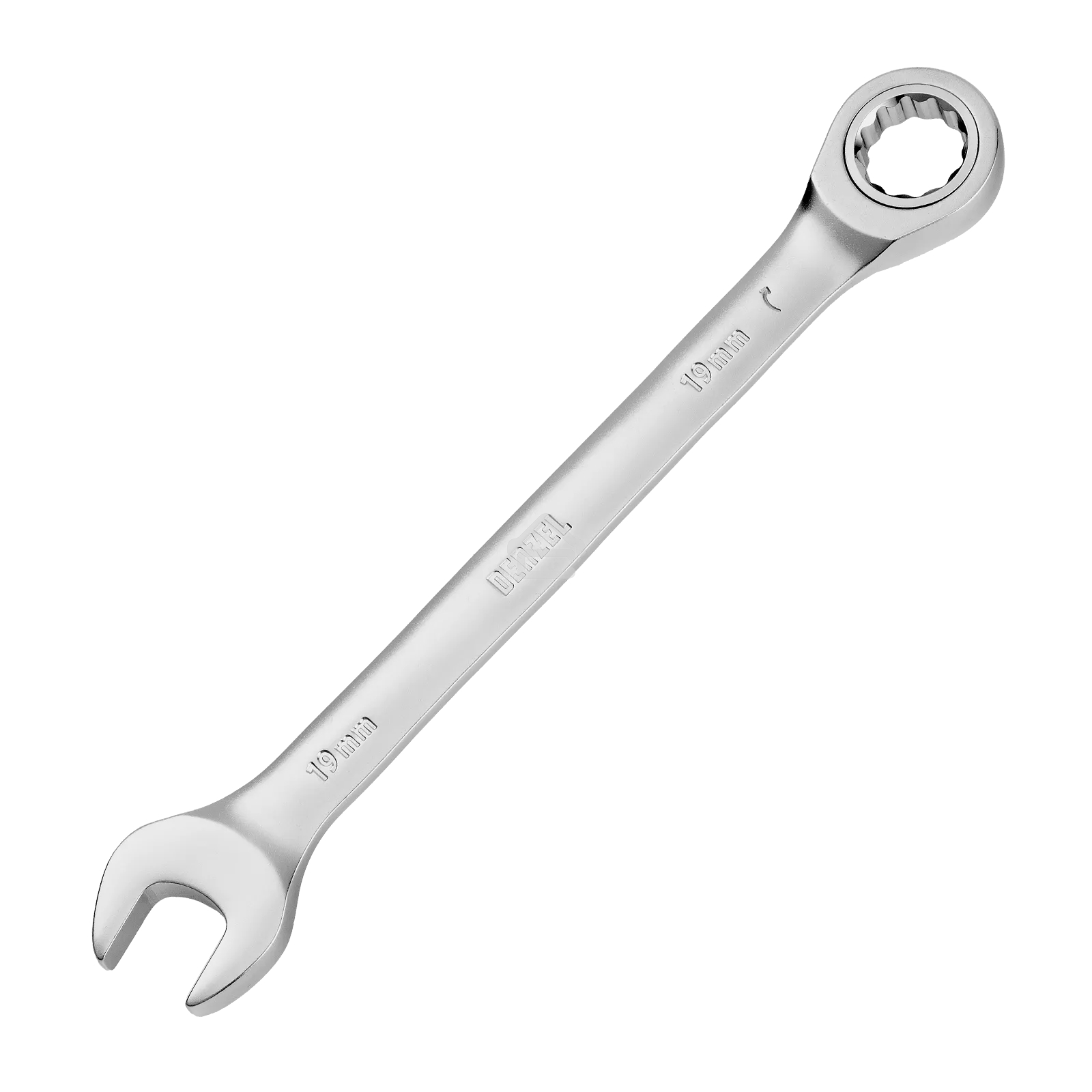 Ключ комбинированный трещоточный Denzel 14713 19 мм, CrV, матовый хром