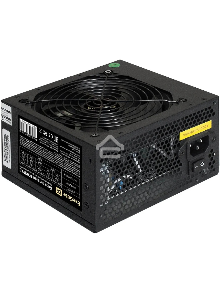 Блок питания 800W ExeGate 800NPXE (ATX, PPFC, SC, 12cm fan, 24pin, (4+4)pin, 2xPCI-E, 5xSATA, 3xIDE, black, кабель 220V 1,8м с защитой от выдергивания)