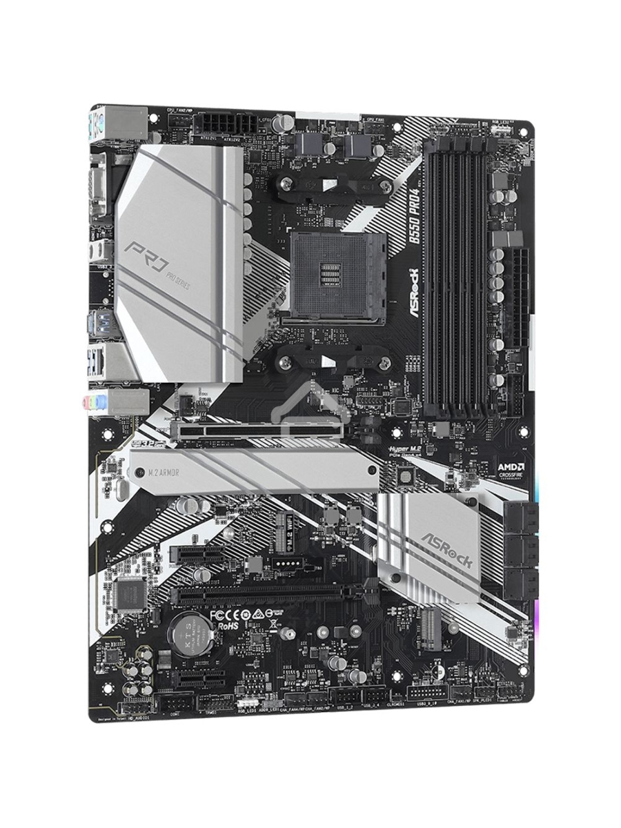 Материнская плата ASRock B550 Pro4, AM4, AMD B550, 4xDDR4, 6xSATA, 2xM.2, 1xPCIe 3.0 x16, 1xPCIe 4.0 x16, 1xHDMI, 1xVGA, 1x 1Gb LAN, 3x3.5 мм, 7.1, ATX
