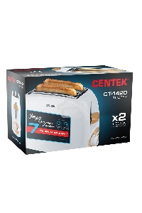 Тостер Centek CT-1420 (белый) 750 Вт, 7 уровней мощности, теплоизолированный корпус, функция отмены