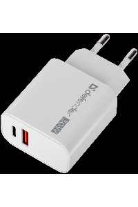 Сетевое ЗУ Defender UPA-130 USB-C/PD30W + USB-A/QC3.0, белый.