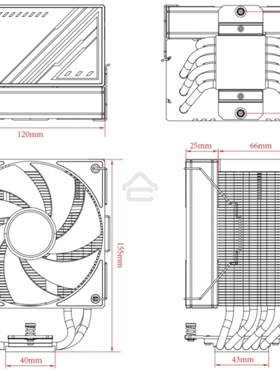 Кулер для процессора ID-COOLING FROZN A610 черный 120мм алюминий+медь 2000rpm 30db 4-pin 250W 155мм