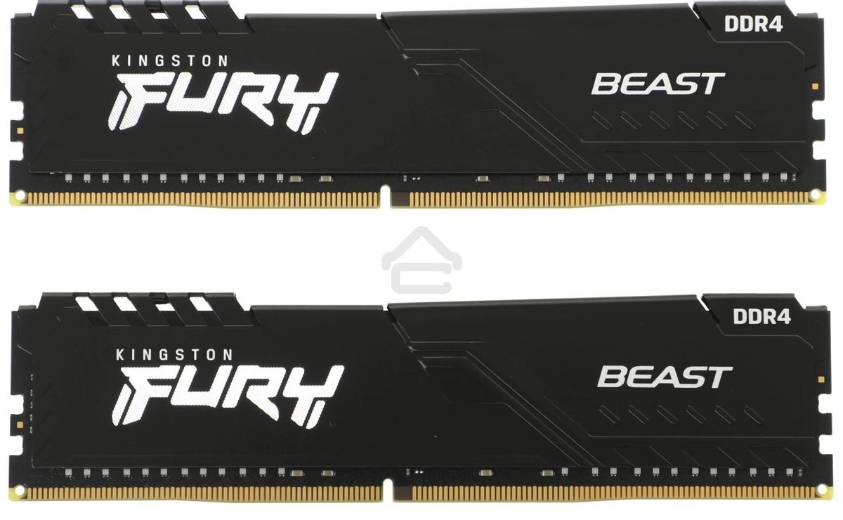 Оперативная память Kingston Fury Beast, DDR4, 64GB (2x32GB), 3200MHz, CL16, DIMM, черный