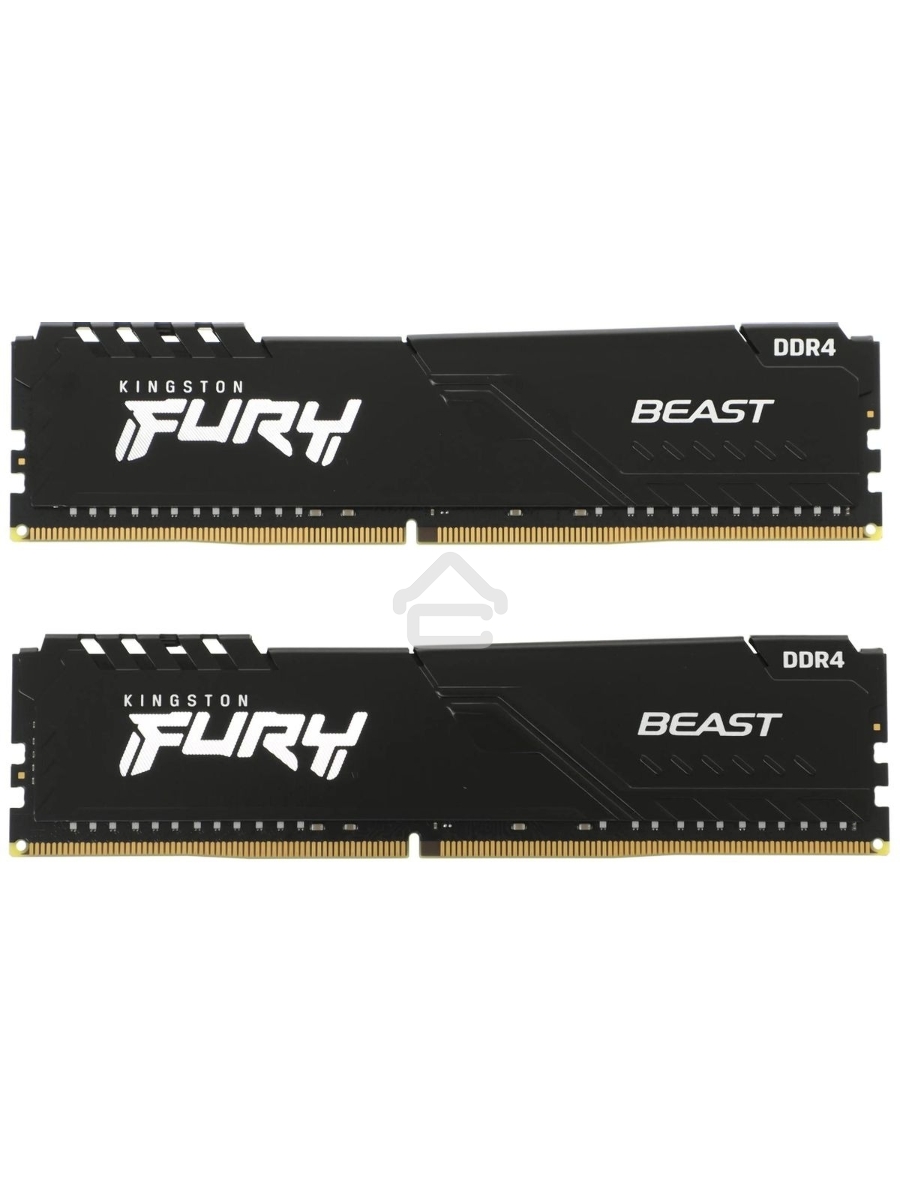 Оперативная память Kingston Fury Beast, DDR4, 64GB (2x32GB), 3200MHz, CL16, DIMM, чёрный