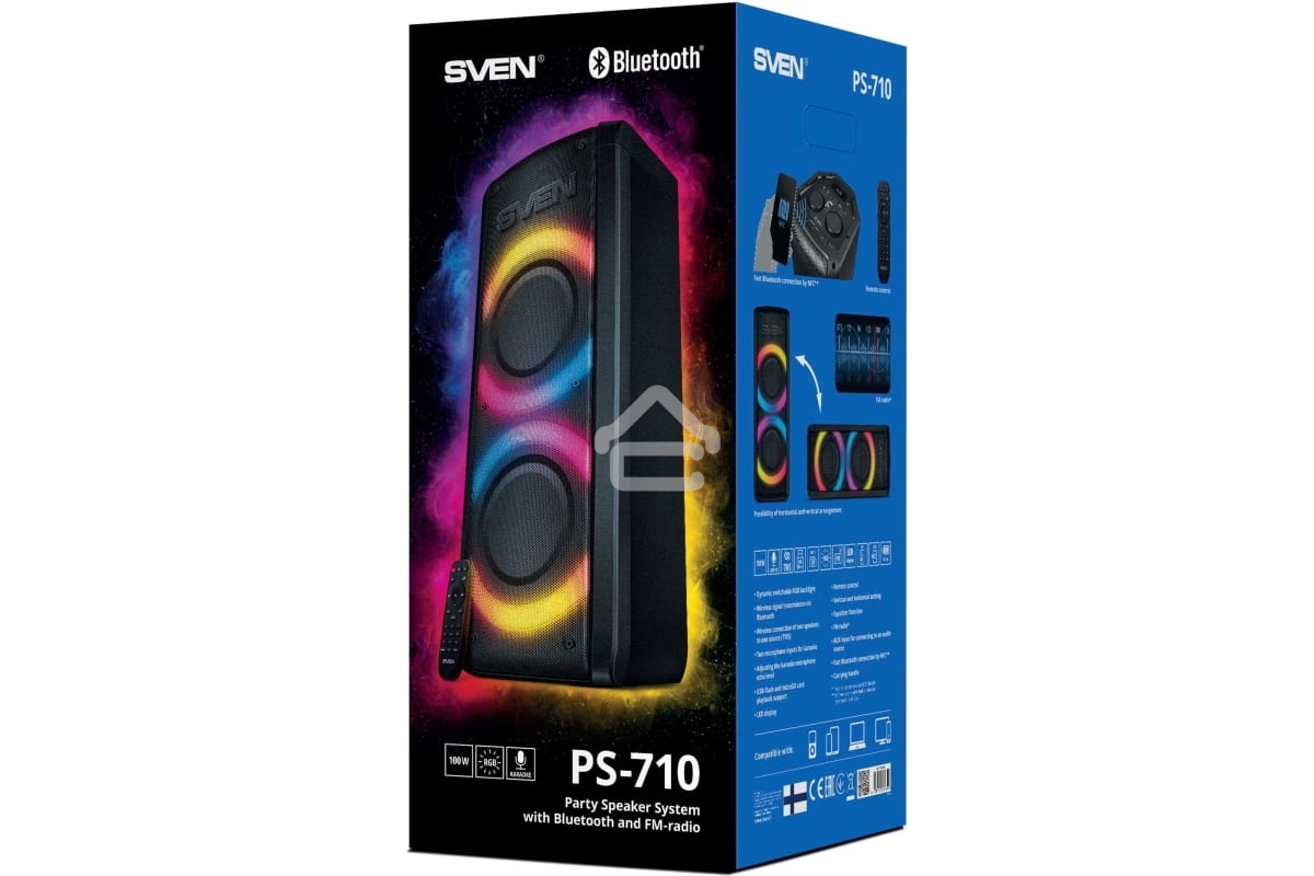 Портативная акустика Sven АС PS-710 черный 100 Вт Bluetooth