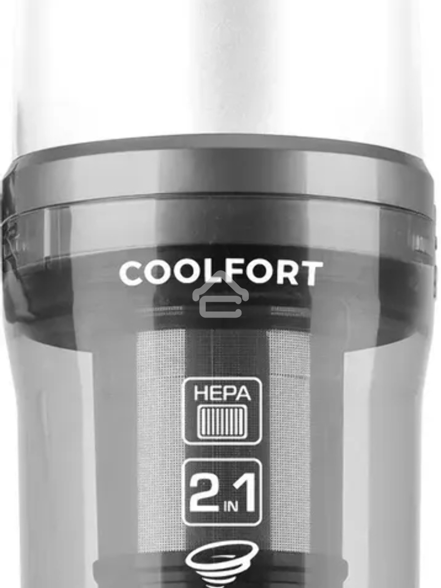 Пылесос вертикальный Coolfort CF-3002 белый, питание от аккумулятора, 120 Вт, уборка сухая, пылесборник 0.9 л, работа от АКБ max 32 мин.