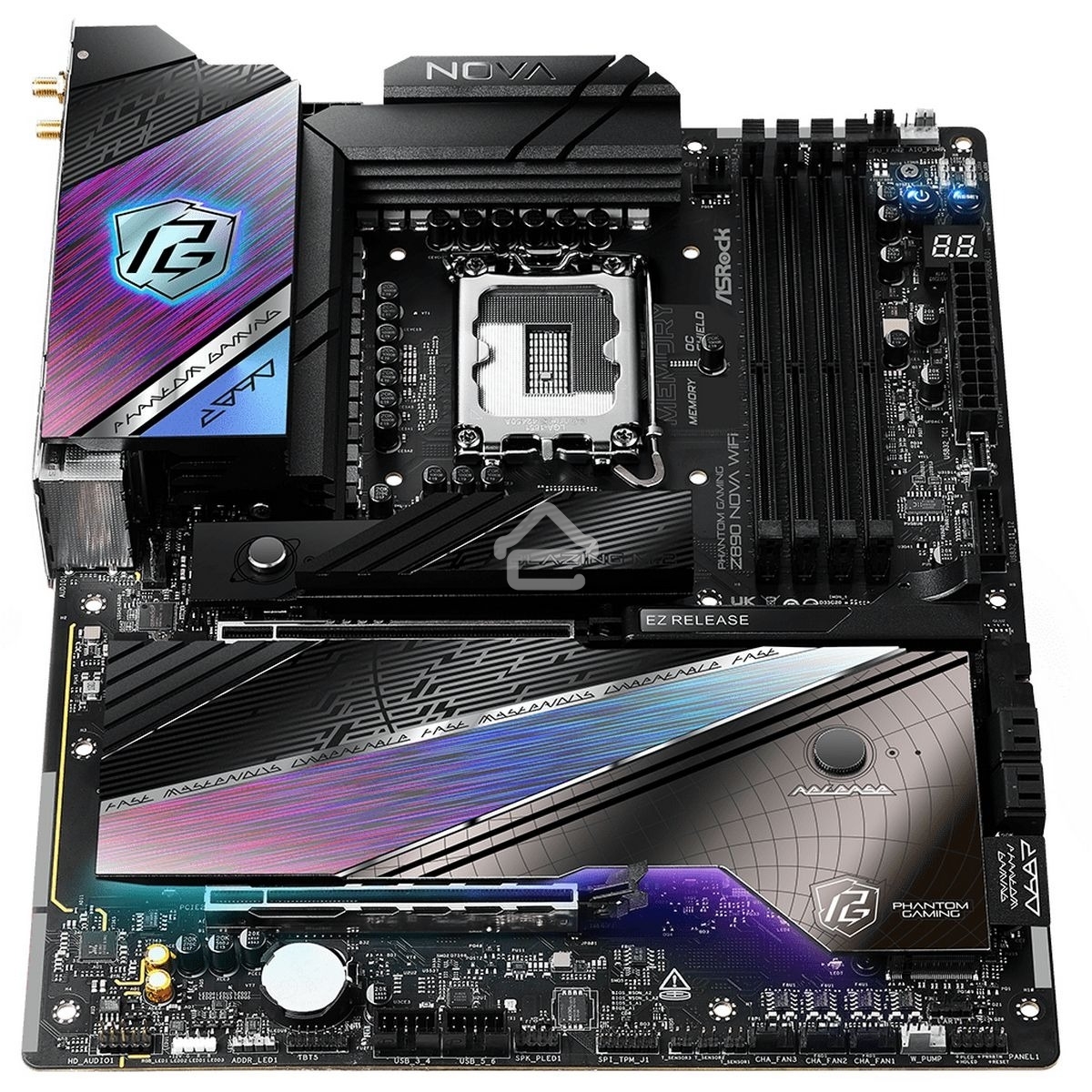 Материнская плата ASRock Z890 Nova WiFi, LGA 1851, Intel Z890, 4xDDR5, 4xSATA, 6xM.2, 1xPCIe 5.0 x16, 1xPCIe 4.0 x16, 1xPCIe x4, 1xHDMI, 2xThunderbolt 4, 1x5Gb LAN, 1x2.5Gb LAN, 4xUSB-A 3.2 Gen 2, 4xUSB-A 3.2 Gen 1, 2xUSB 2.0, 7.1, ATX