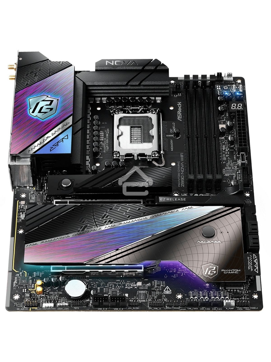 Материнская плата ASRock Z890 Nova WiFi, LGA 1851, Intel Z890, 4xDDR5, 4xSATA, 6xM.2, 1xPCIe 5.0 x16, 1xPCIe 4.0 x16, 1xPCIe x4, 1xHDMI, 2xThunderbolt 4, 1x5Gb LAN, 1x2.5Gb LAN, 4xUSB-A 3.2 Gen 2, 4xUSB-A 3.2 Gen 1, 2xUSB 2.0, 7.1, ATX