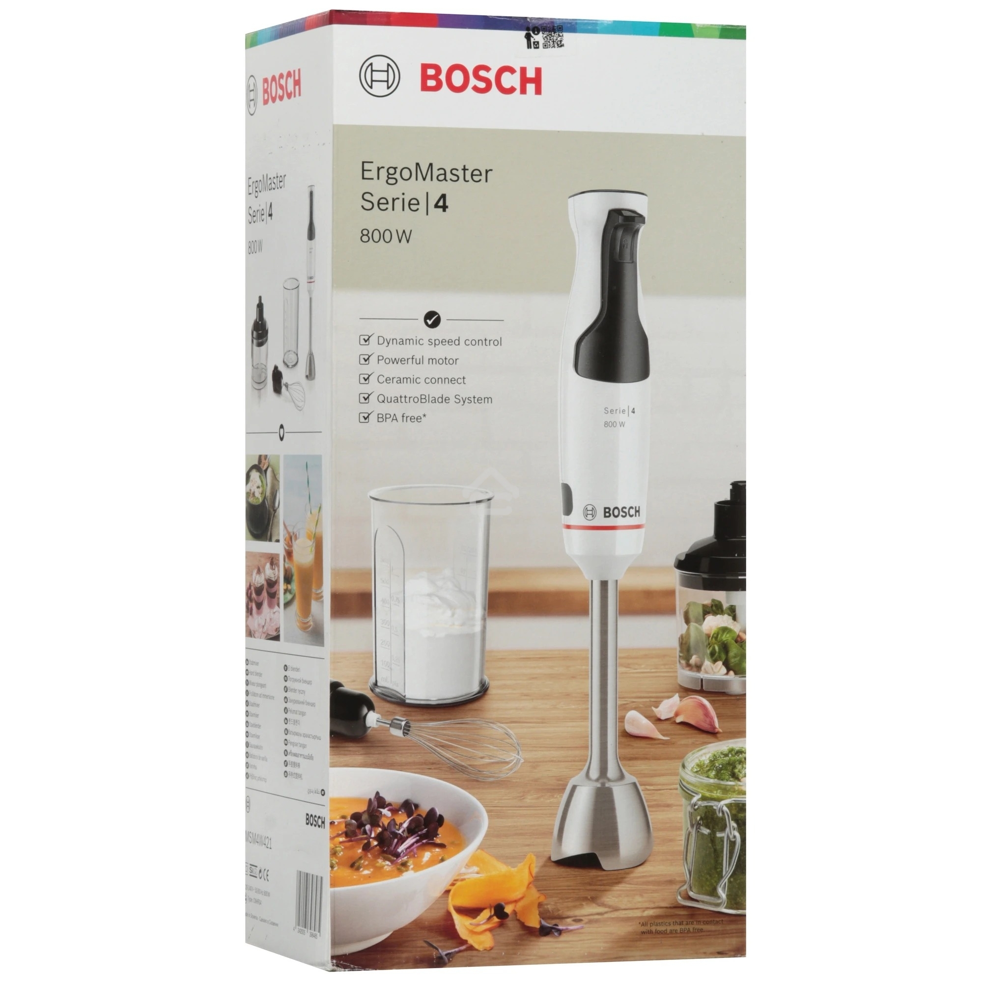 Блендер погружной Bosch MSM4W421 800 Вт, белый