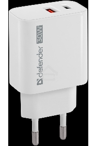 Сетевое ЗУ Defender UPA-130 USB-C/PD30W + USB-A/QC3.0, белый.