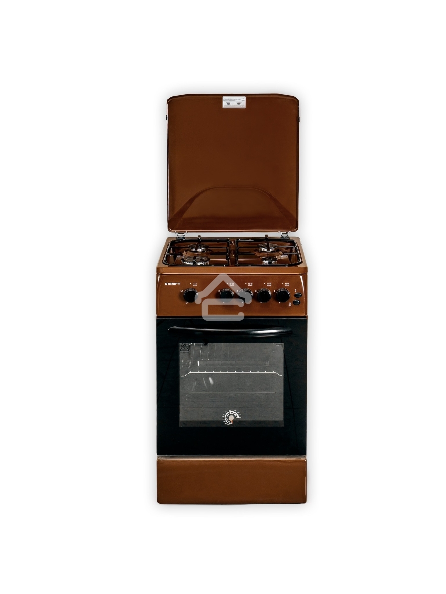 Плита газовая Kraft KF-FSK5403AGBR коричневый, конфорок 4 шт, духовка 58 л, 50 см x 87 см x 63 см