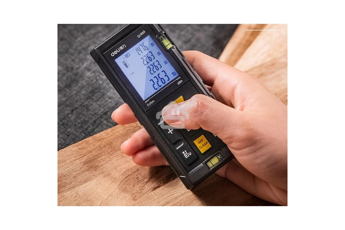 Лазерный дальномер Deli DL4169 (Диапазон измерения 0,05~60м, точность измерения: ±3мм)