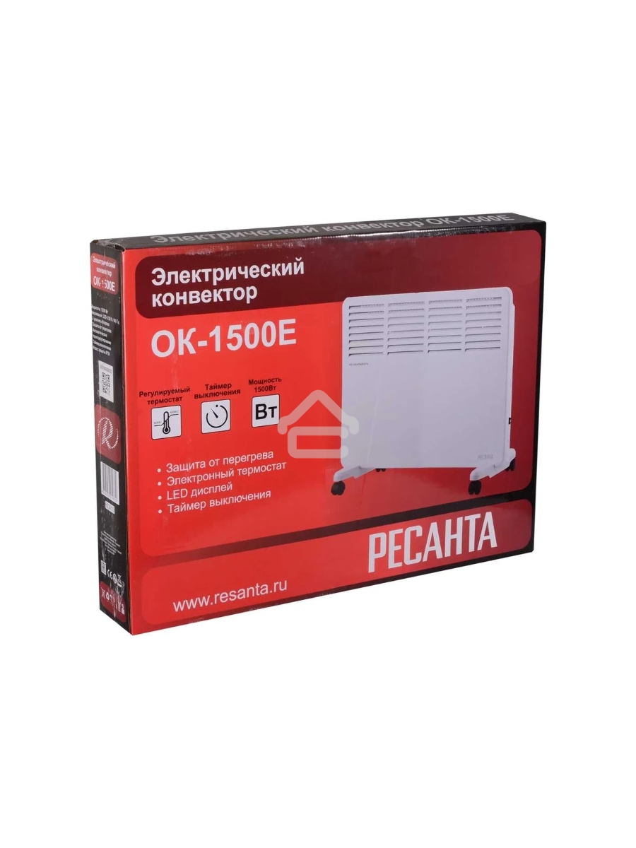 Конвектор Ресанта ОК-1500Е белый, 1500 Вт, 15 м2, термостат, дисплей