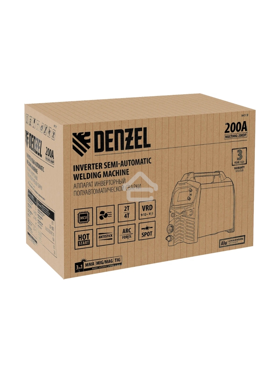 Аппарат инвертор. полуавтомат. сварки MultiMIG-200DP Synergy Double Pulse, 200 А, ПВ 80% Denzel