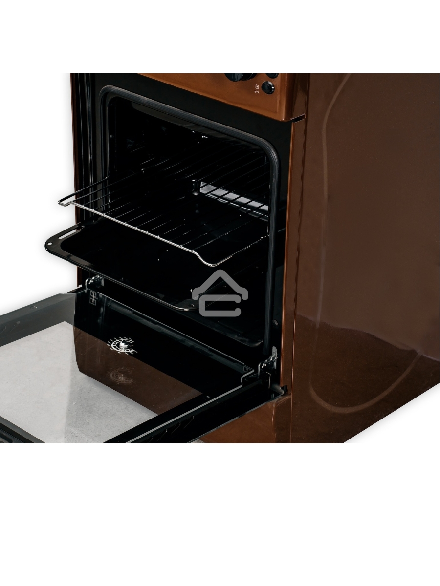 Плита газовая Kraft KF-FSK5403AGBR коричневый, конфорок 4 шт, духовка 58 л, 50 см x 87 см x 63 см