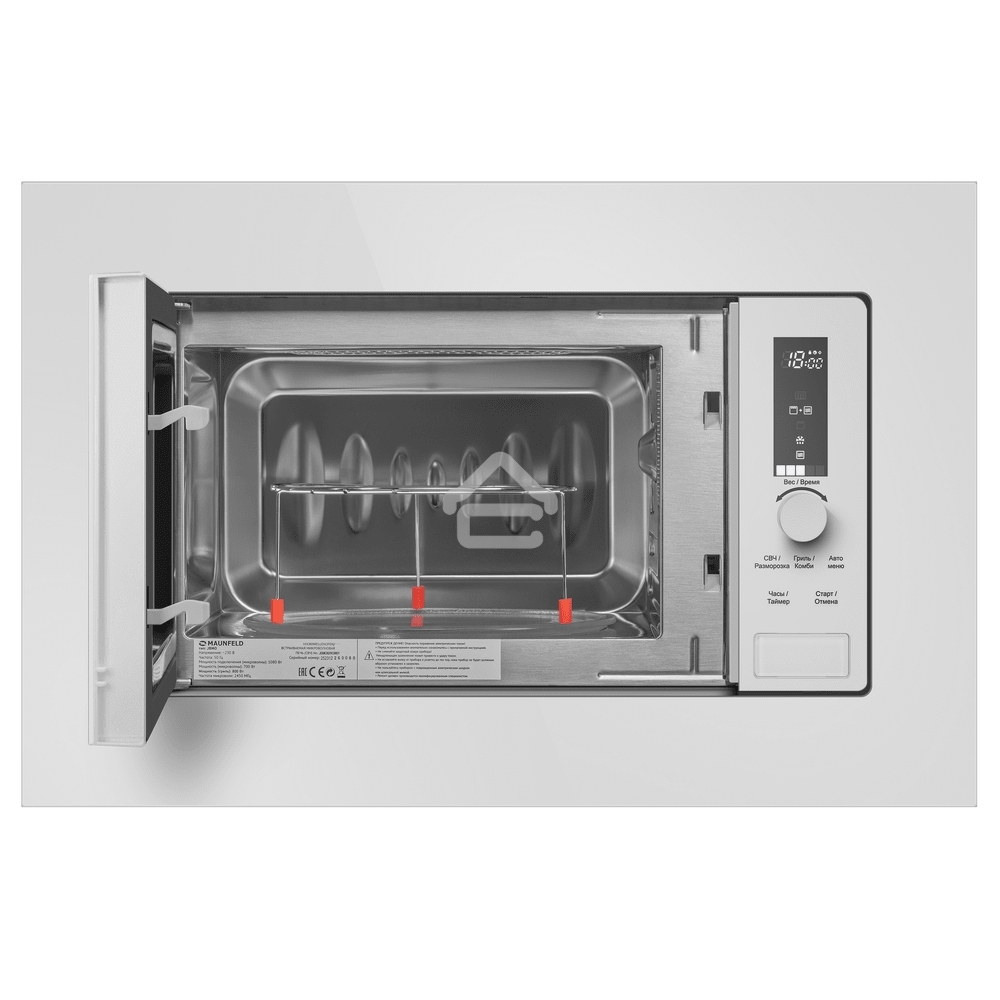 Микроволновая печь встраиваемая Maunfeld JBMO820GW01 белый, 20 л, 1080 Вт, переключатели - сенсор/поворотный механизм