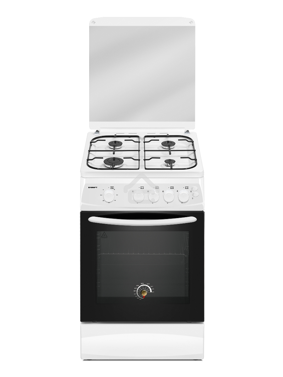 Плита газовая Kraft KF-FSK5404AGWG белый, конфорок 4 газовых, духовка 58 л, 50 см x 87 см x 63 см