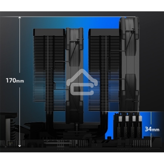 Устройство охлаждения(кулер) ID-Cooling Frozn A720 черный 140мм алюминий+медь 2000rpm 33.5db 4-pin 300W 163мм